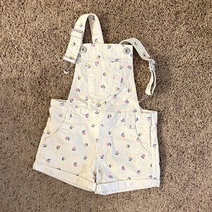 Charming Kids' White Overalls with Colorful Print